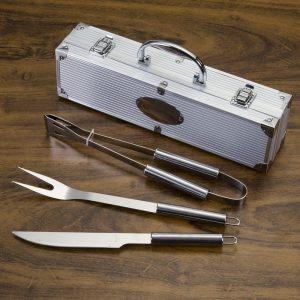 Kit churrasco com 3 peças de Inox, maleta de alumínionio.