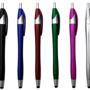 Caneta plástica com ponteira touch, Mb095N, quantidade mínima 100 peças.