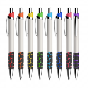 Caneta plástica com detalhe emborrachado, Mb1104