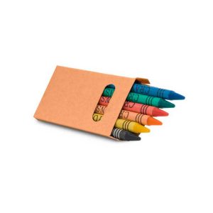 Caixa com 6 giz de cera, MB91754 quantidade mínima 100 peças.