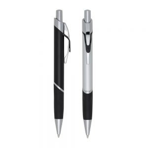 Caneta metal inteira colorida com detalhes prata, Mb01000